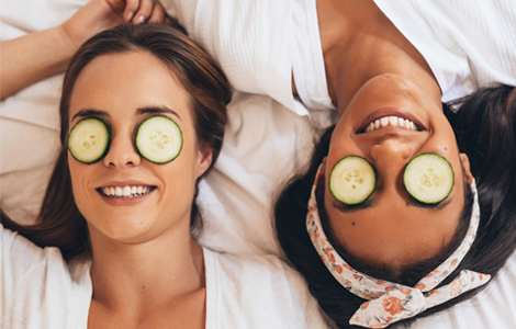 women getting a facial