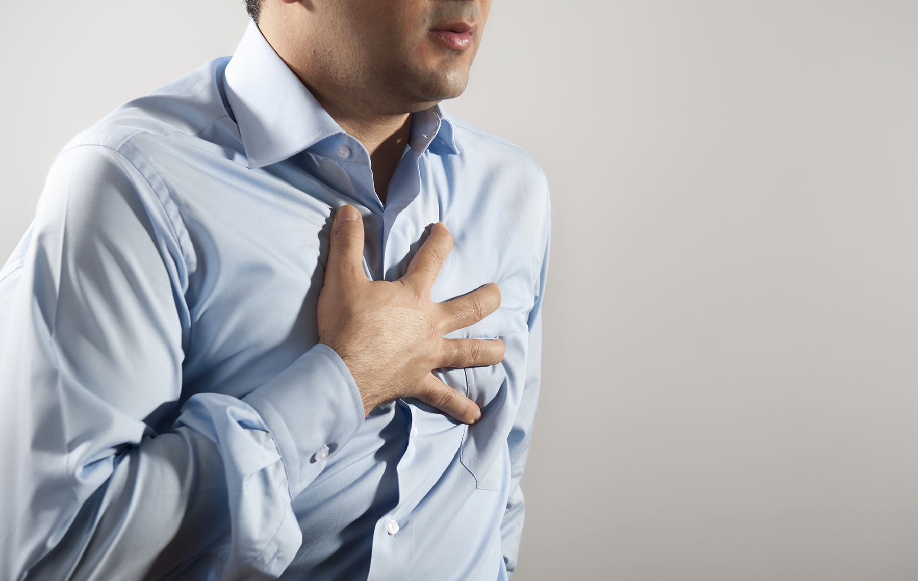 AltaMed man grabbing heart like he is having chest pains